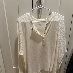 NWT Aerie White Button Down Henley Cotton Shirt for Women